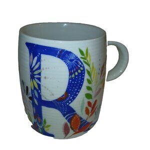Anthropologie Starla M Hoffman Monogram Initial R Coffee Mug Tea Cup Floral